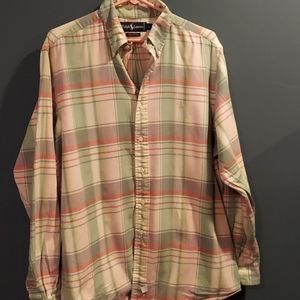 Ralph Lauren Pastel Plaid Button Down Shirt Vintage Large